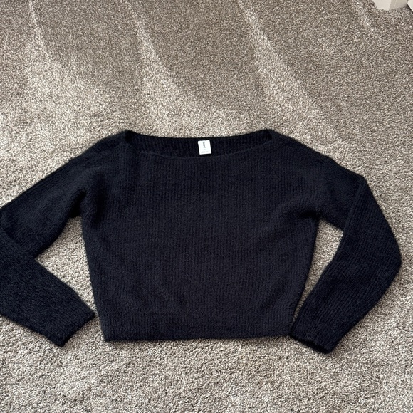 Abound Sweaters - Abound Women's Wide Neck Soft Black Chenille Sweater